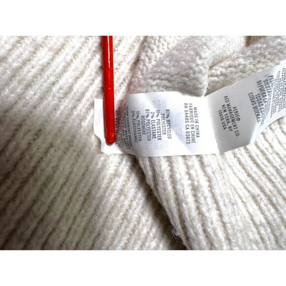 Aerie Striped Crewneck Oversized Pastel Relaxed Brush Knit - Picture 9 of 9